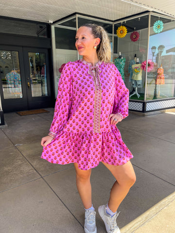 Floral Foulard Pink Dress