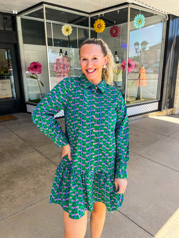 Dress Fiona Honey Vines-Green