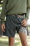 Youth Grey Athletic Shorts-Camo