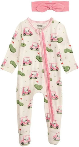 Baby Girl Golf Sleeper + Bow