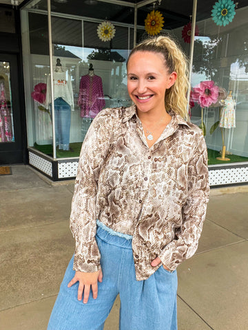 Python Brown Button Down