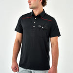 Pearl Snap Polo-Red & Black
