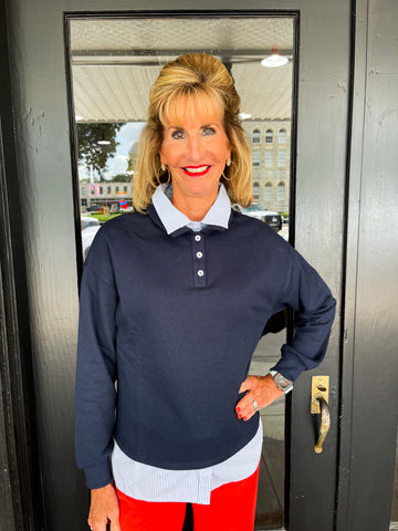 Navy Preppy Top