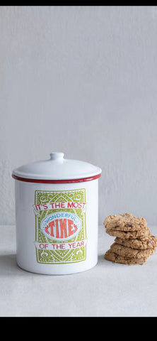 Christmas Enameled Cookie Jar