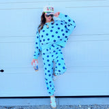 Blue Polka Dot Crop Sweatshirt: S/M