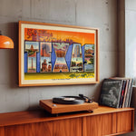 Greetings From Texas Vintage Postcard Print Orange: 20″×30″