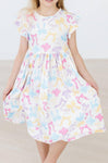 Bow-tastic Flutter Sleeve Twirl Dress: 3T