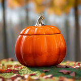 Pumpkin Candle With Gold Stem