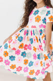 Retro Floral S/S Pocket Twirl Dress: 3T