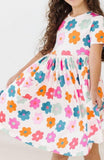 Retro Floral S/S Pocket Twirl Dress: 5/6