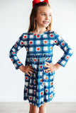 Girls Plaid Apples Dress