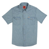 The Wyatt Pearl Snap Short Sleeve Solid Shirt: Washed Indigo Chambray / Medium