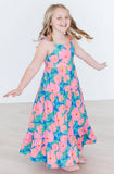 Luau Floral Ruffle Maxi Dress: 7/8