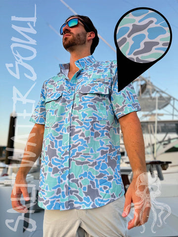 Texas Coastal Camo Fishing Shirt: M