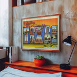 Greetings From Texas Vintage Postcard Print Orange: 20″×30″