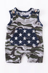 Camouflage star baby romper