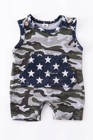Camouflage star baby romper