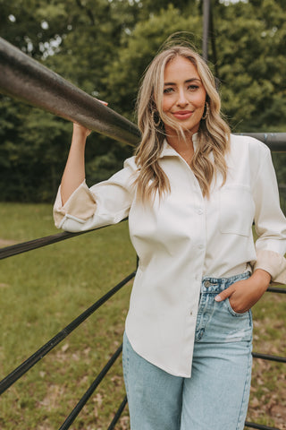 Ally Vegan Leather Button Up
