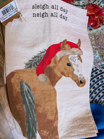 Xmas Horse Tea Towel