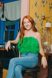 Fancy Feather Top- Green