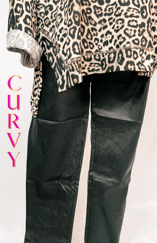 Curvy Shiny Black Pant