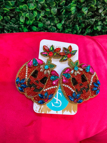 Flashy Pumpkin Earrings