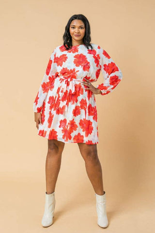 Curvy Red Floral Dress