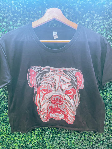 Layered Bulldog Cropped Tee
