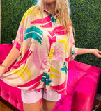 Spring Watercolor Button Up